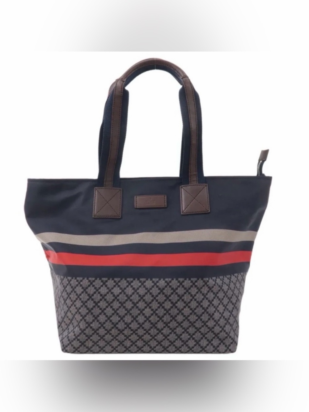 (NWOT) Gucci Brown Diamanté Nylon Shoulder Tote Bag